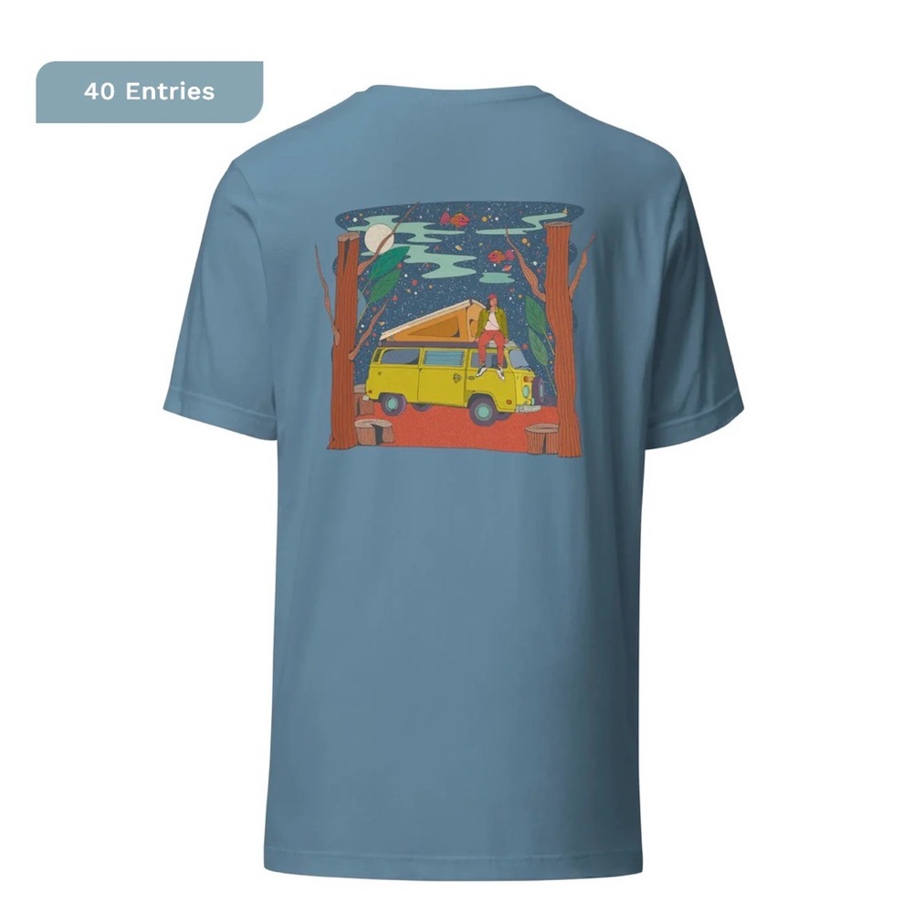 Blue Graphic T-Shirt with Van Design